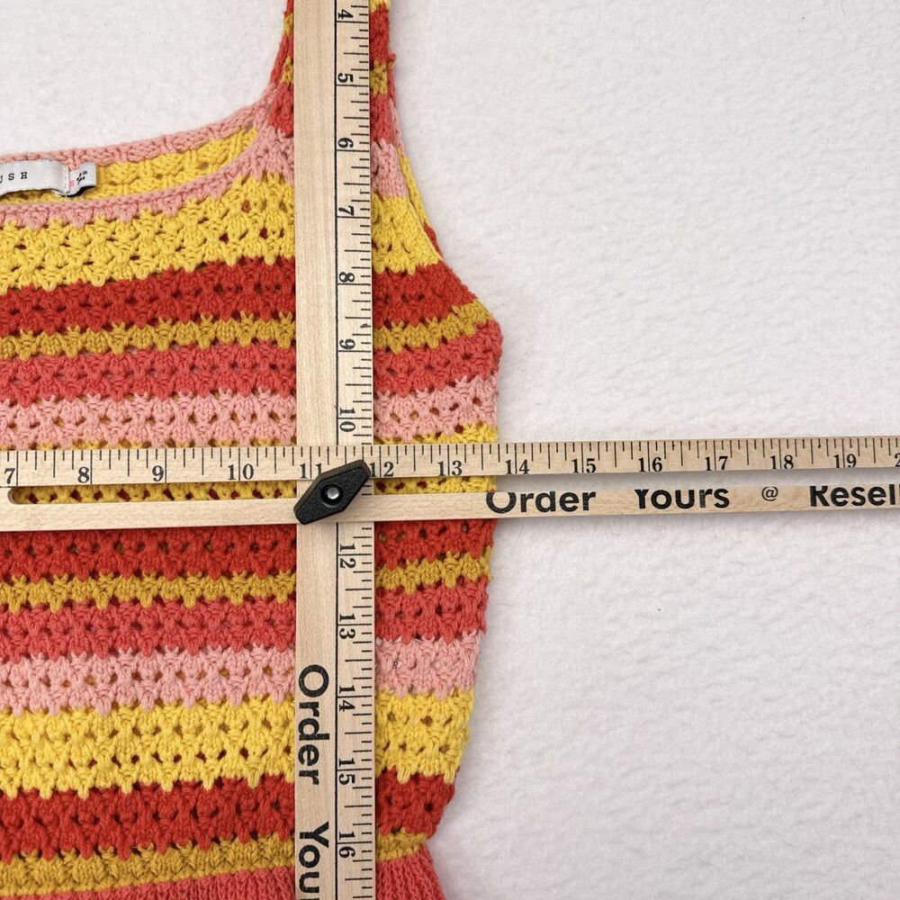 Lush Knit Tank Top Size Small Striped Crochet Indie Boho Y2K Crop‎ Festival - Picture 7 of 8